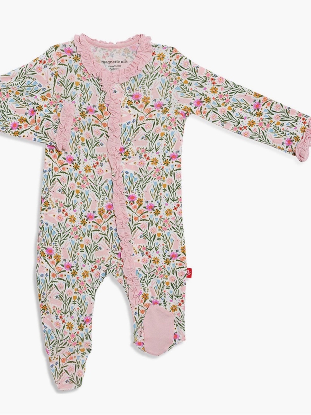 Magnetic Me Hunny Bunny Floral Ruffle-Trim Baby One-Piece - 6 months